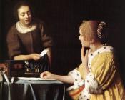约翰尼斯 维米尔 : Lady with Her Maidservant Holding a Letter